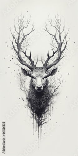 black and white deer head