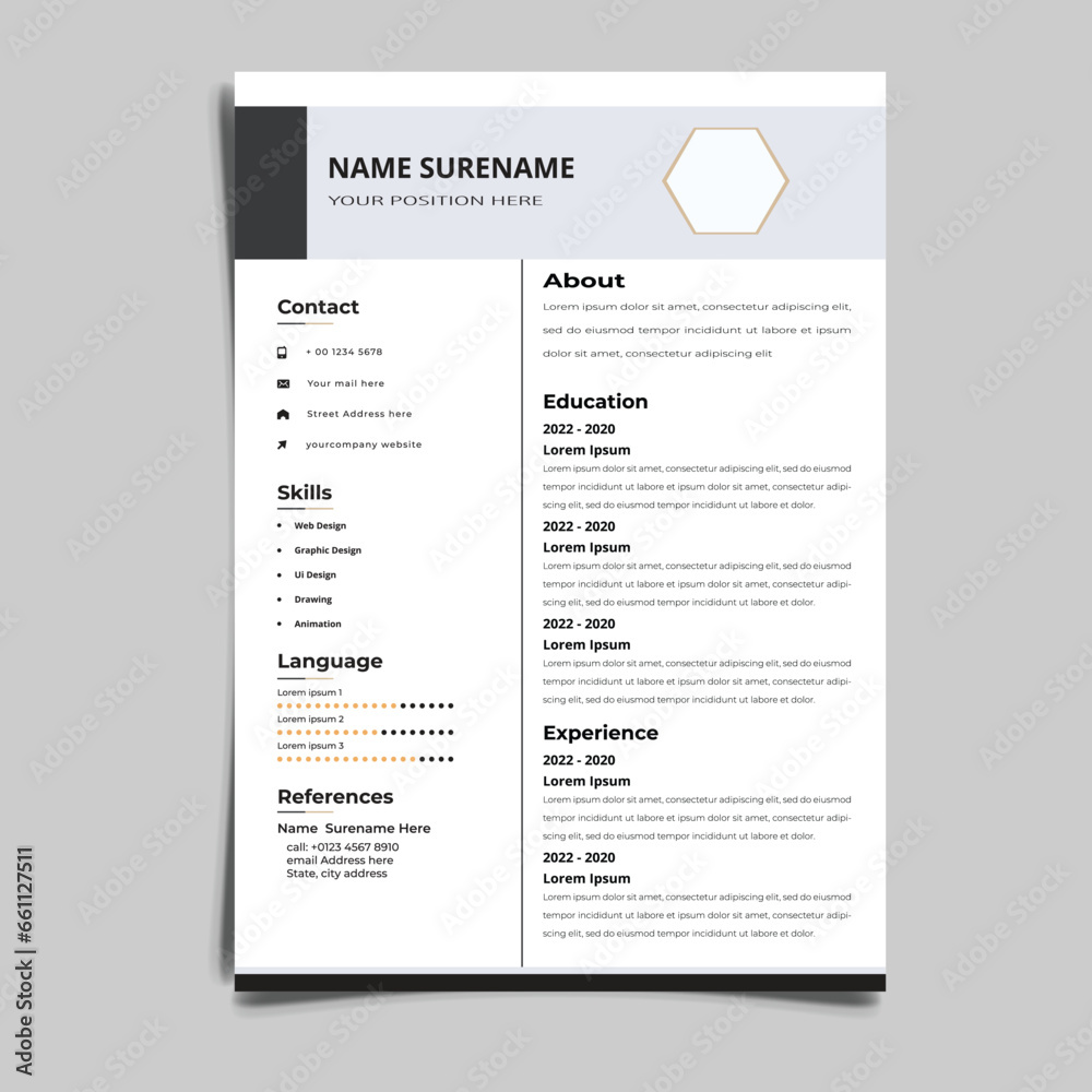 Fototapeta premium Professional Resume CV vector Graphic Templates