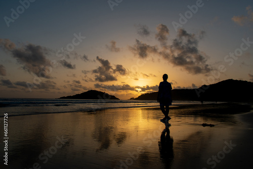 Senset scene from Palolem beach, South Goa, India. photo