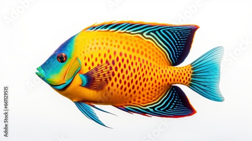 Bright vivid colored tropical fish isolated on white background