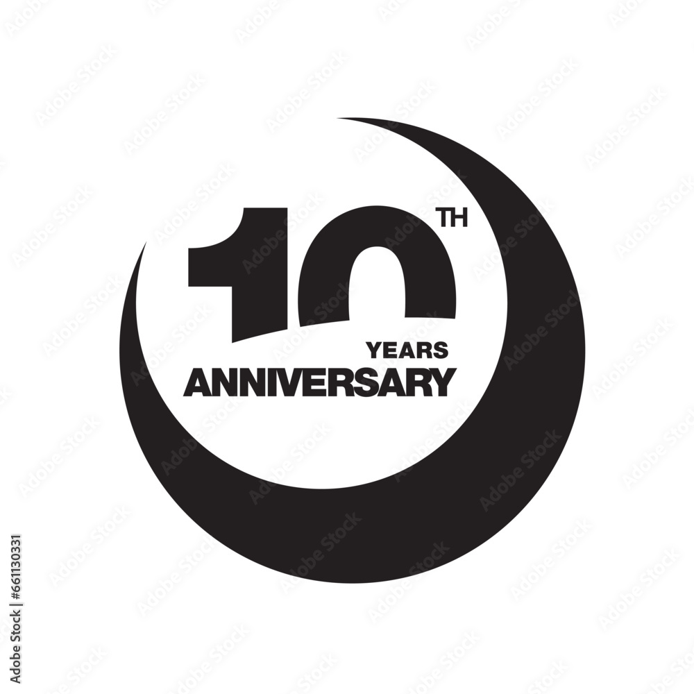 10th anniversary emblem. Ten years anniversary celebration symbol 10th anniversary emblem. Ten years anniversary celebration symbol