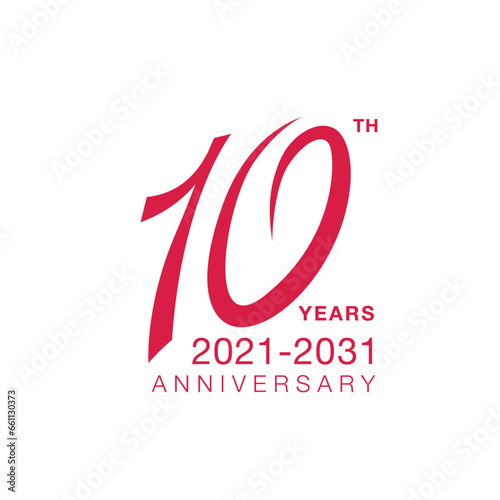 10th anniversary emblem. Ten years anniversary celebration symbol