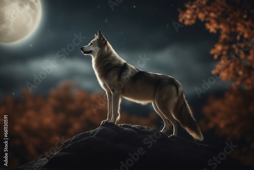 wolf howling at the moon © a2graphics