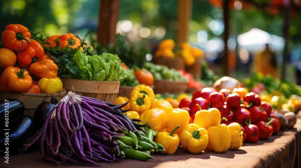 Bustling Farmers Market: A Vibrant Scene Overflowing with Colorful, Fresh Produce and Local Delights