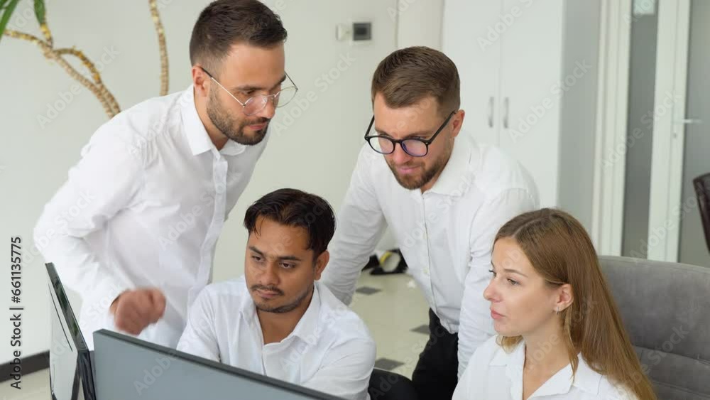 A team of diverse traders analyzes the stock market A team of diverse traders analyzes the stock market