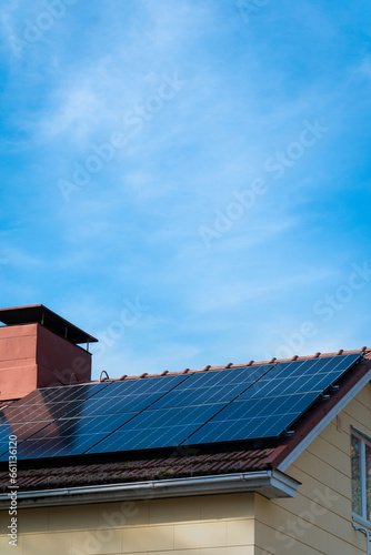 solar panels on house's roof