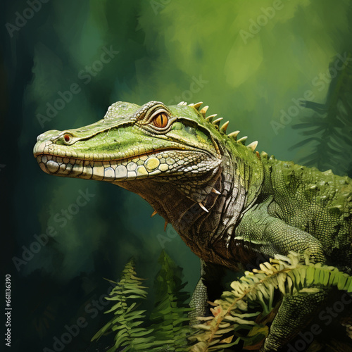 Reptile on a green background.