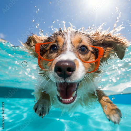 Dog in a pool. © DALU11