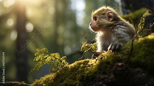 life in the jungle and Scandinavian monkeys  abstract  detailed  bokeh and symbolic styles
