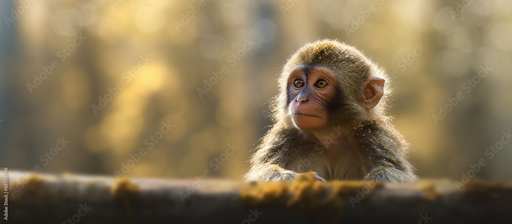 Naklejka premium japanese macaque sitting on a tree