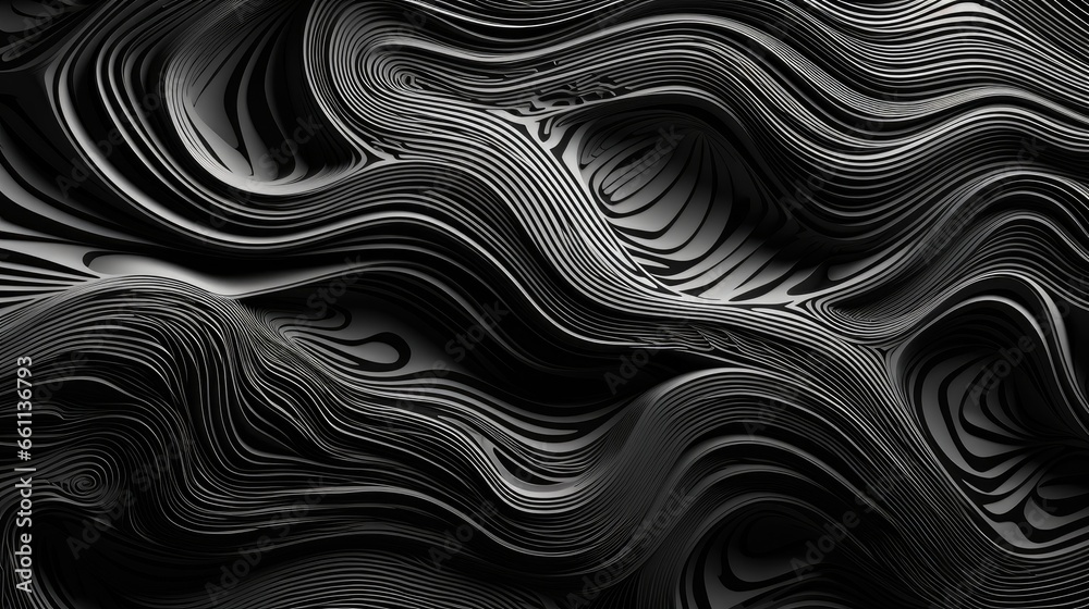 Abstract black and white wavy background. 3d rendering, 3d illustration Abstract black and white wavy background. 3d rendering, 3d illustration