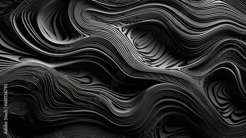 Abstract black and white wavy background. 3d rendering, 3d illustration