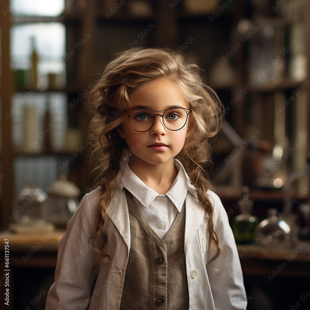 Little girl dressed as a scientist. Little girl dressed as a scientist.