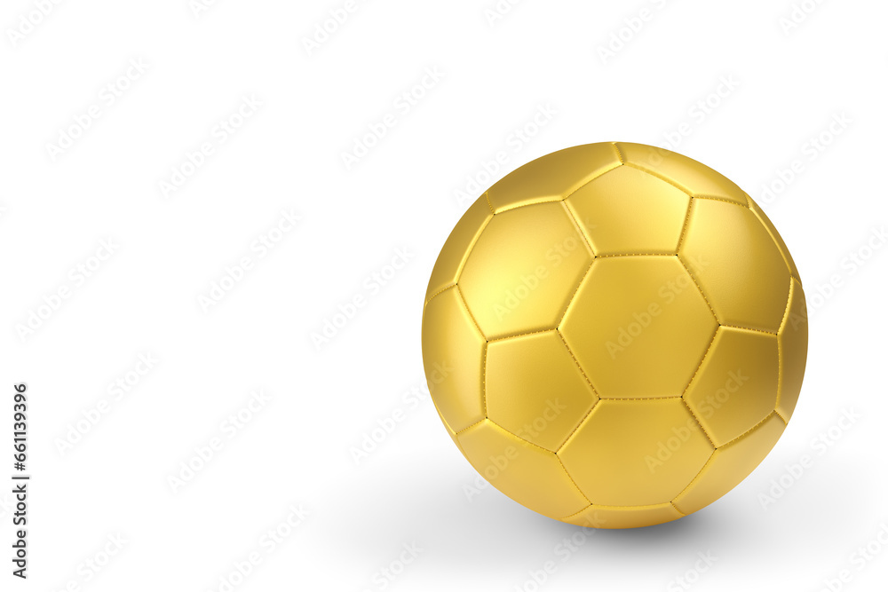 Gold soccer or football ball isolated on white background