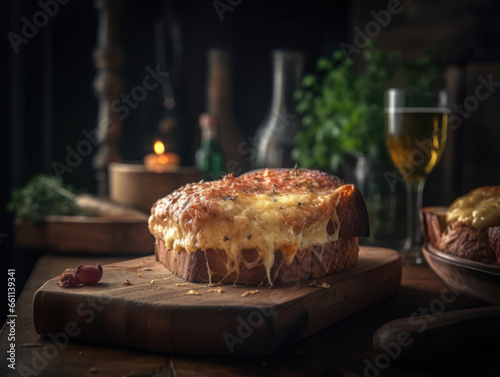 Croque Monsieur in a rustic kitchen