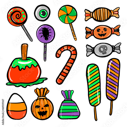 Dulces de Halloween para usar en cualquier tipo de proyecto, hecho en vectores.