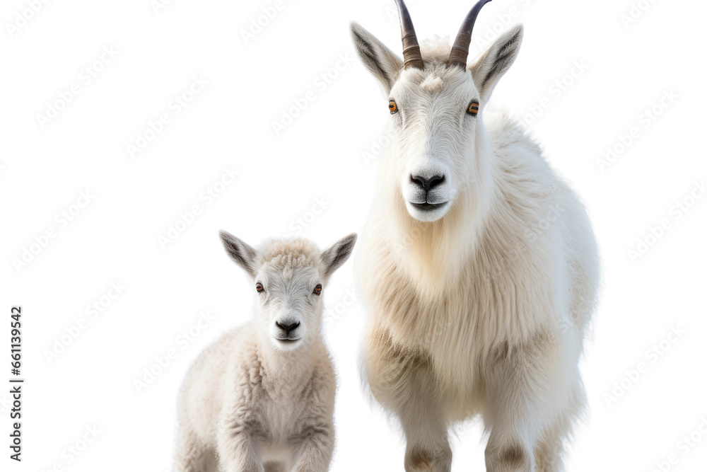 Mountain Goat Family Port on isolated background