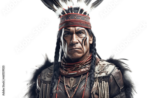 Native American Warrior" on isolated background