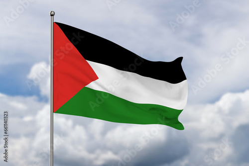 Palestine flag on sky backg...