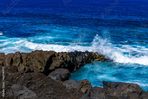 Rocky coast of El Sauzal in Tenerife in Spain landscape of the Canary Islands