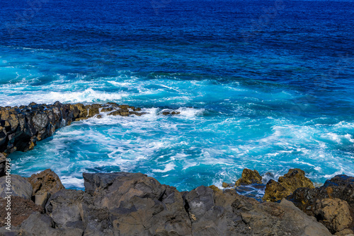 Rocky coast of El Sauzal in Tenerife in Spain landscape of the Canary Islands