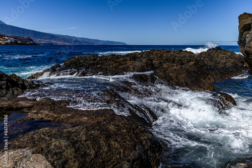 Rocky coast of El Sauzal in Tenerife in Spain landscape of the Canary Islands