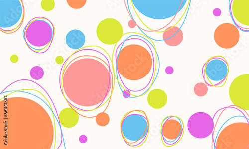 Art abstract style circles vector seamless pattern,minimalist geometric background.