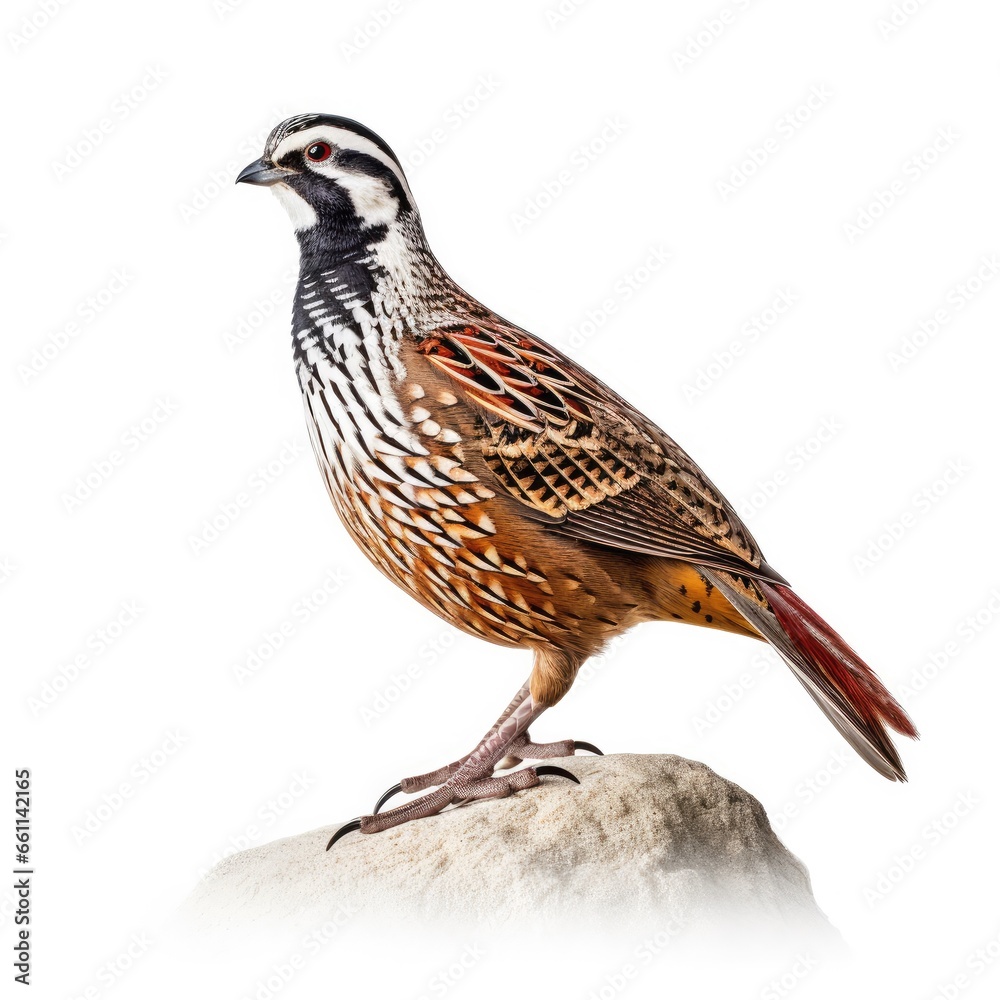 Fototapeta premium Northern bobwhite bird isolated on white background.