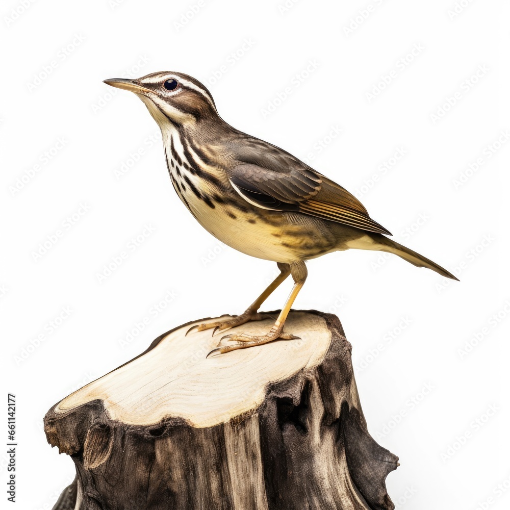 Fototapeta premium Northern waterthrush bird isolated on white background.