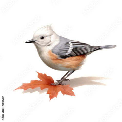 Lucys warbler bird isolated on white background.