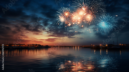 Vibrant Fireworks Illuminate the Joyous Arrival of New Year 2024