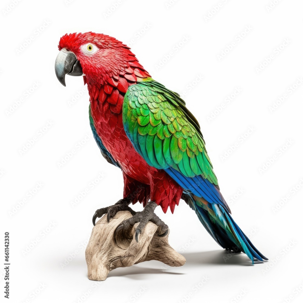 Thick-billed parrot bird isolated on white background.