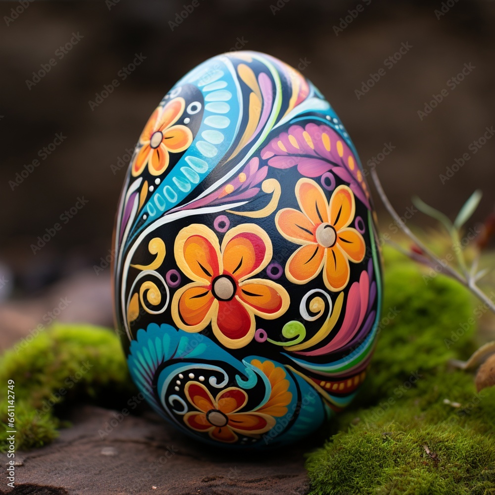 Easter egg painting with vibrant colors and creative designs Easter egg painting with vibrant colors and creative designs