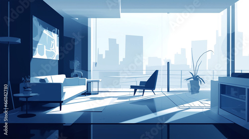 House Interior Illustration. Generative AI