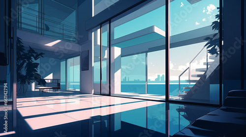 House Interior Illustration. Generative AI