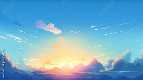 Sunset over the sea. Generative AI