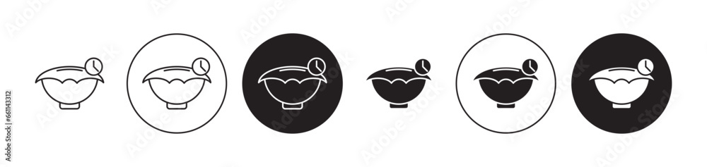 Yeast dough recipe line icon set in black color. - obrazy, fototapety, plakaty 