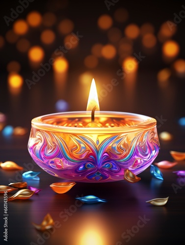 Happy Diwali - festival of lights colorful banner template design with decorative diya lamp  generative ai