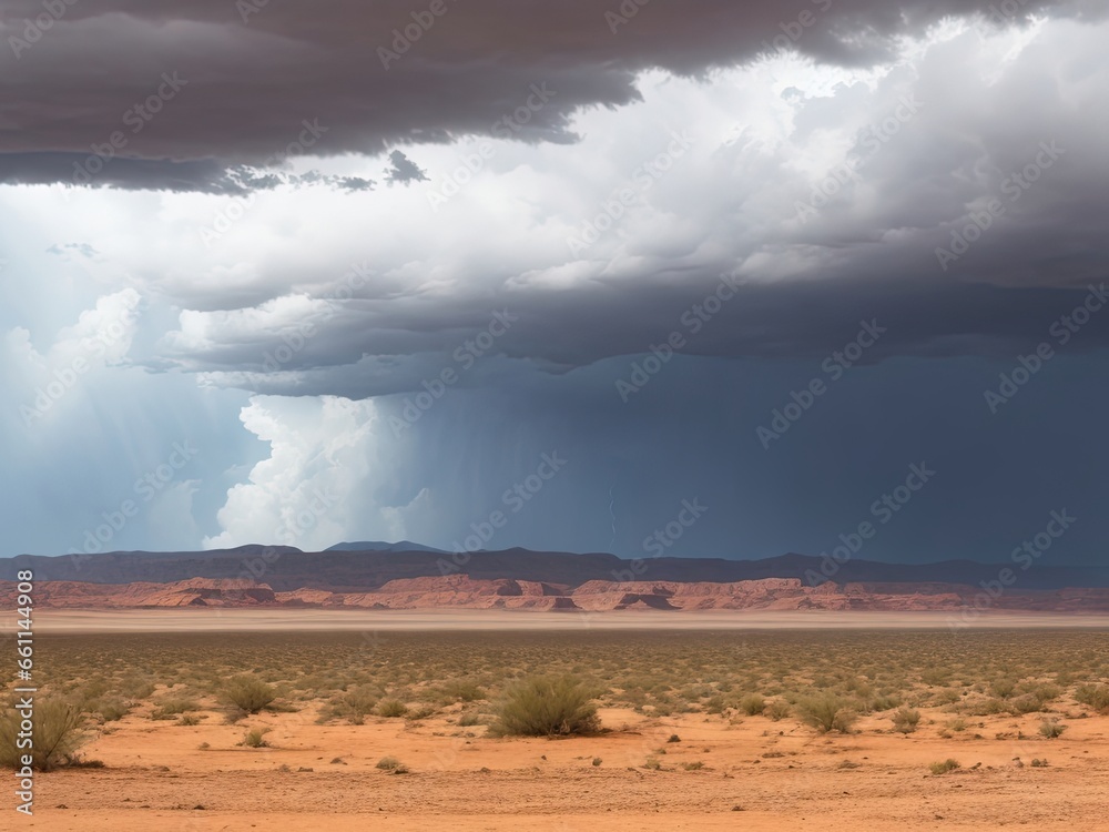 Background image of a stormy sky over a landscape of the desert