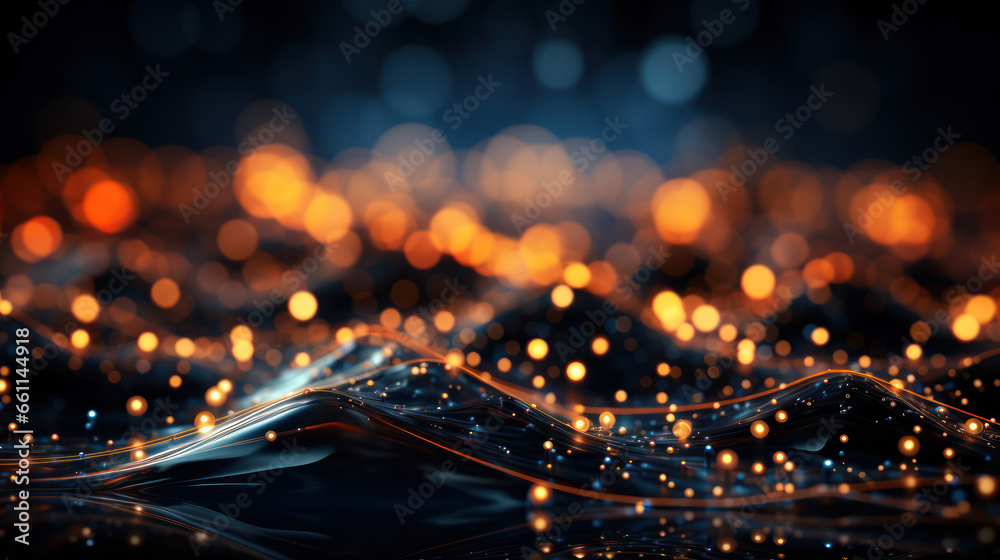 Fototapeta premium Data Symphony: A Futuristic Network of Bright Particles. Generative AI