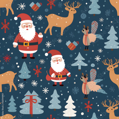 Santa Claus and reindeer, tile
