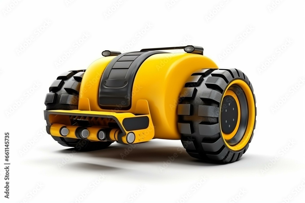 Isolated yellow road roller. Generative AI