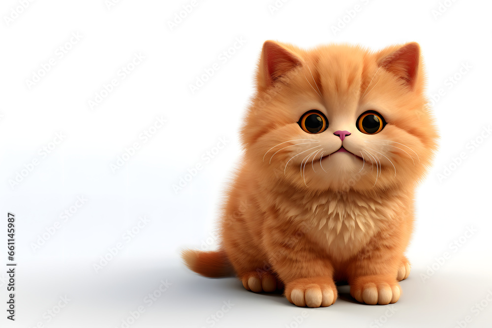 Fluffy Cute Ginger Marmalade Kitten - Generative AI