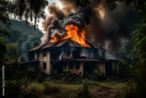 House on fire, Generated using AI