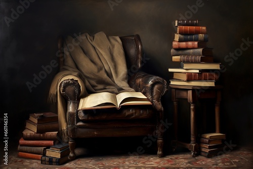 still life. books armchair photo
