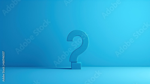 Question mark on blue background. 3d rendering.