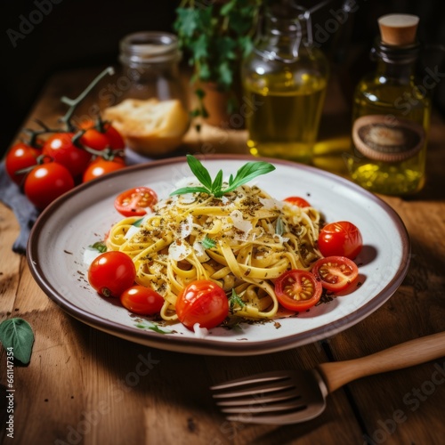 pasta with tomato sauce and basil