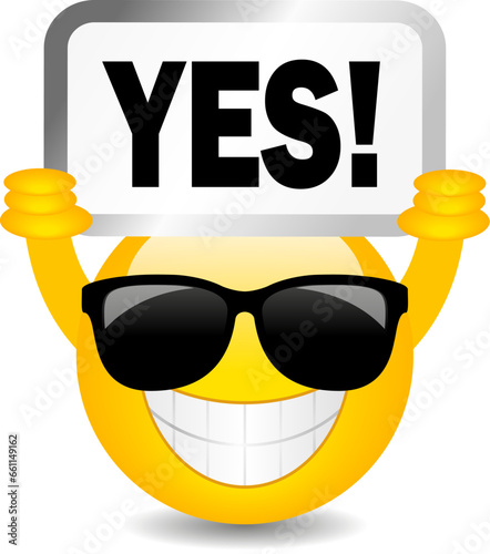 Emoticon holding Yes sign