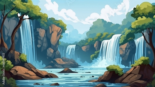 waterfall in the jungle. generative ai
