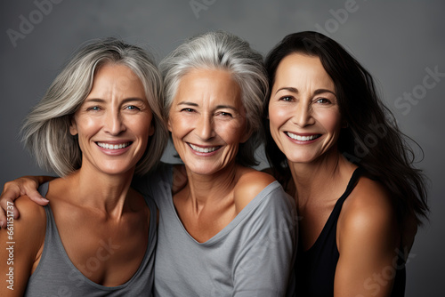A happy portrait of mature Caucasian and women, enjoying togetherness and happiness.
